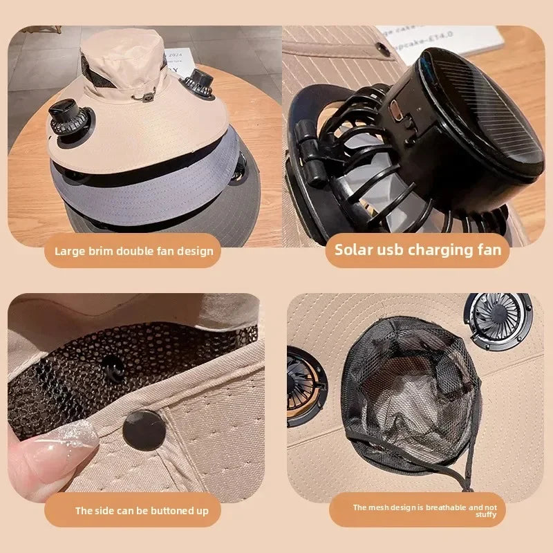 USB Cooling Fan Baseball Cap With Adjustable Fan
