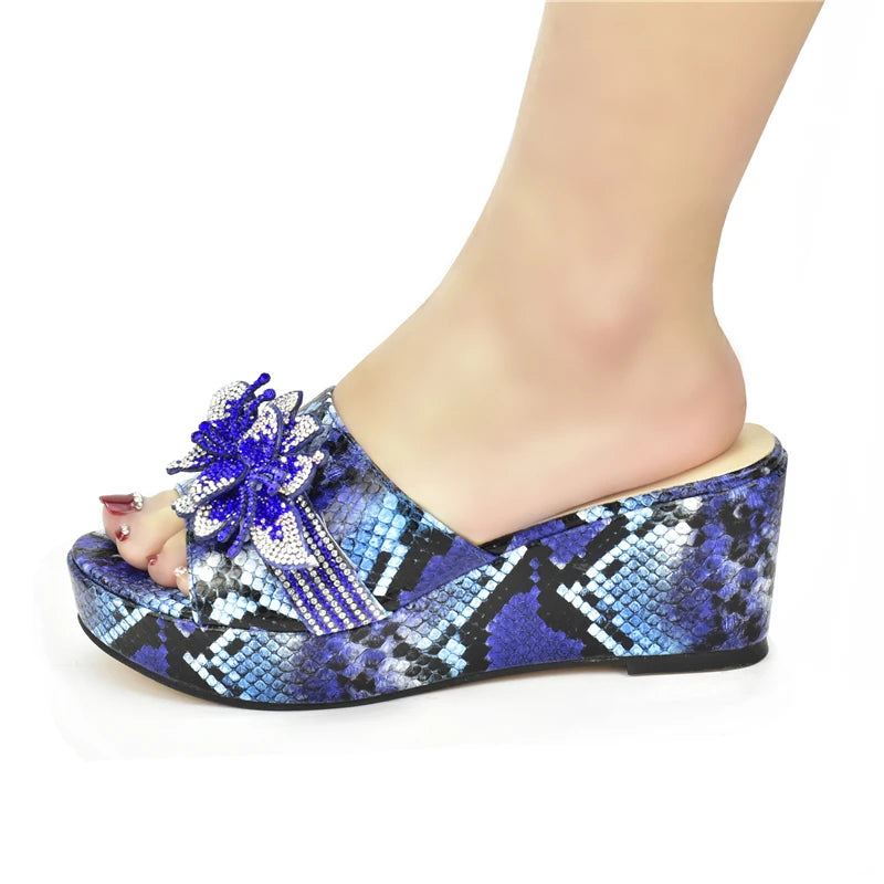 High Heels Women Ladies PU Wedges Shoes Ladies Shoes and Sandals Fashion Platform Leopard Pattern Rhinestone Woman Pumps