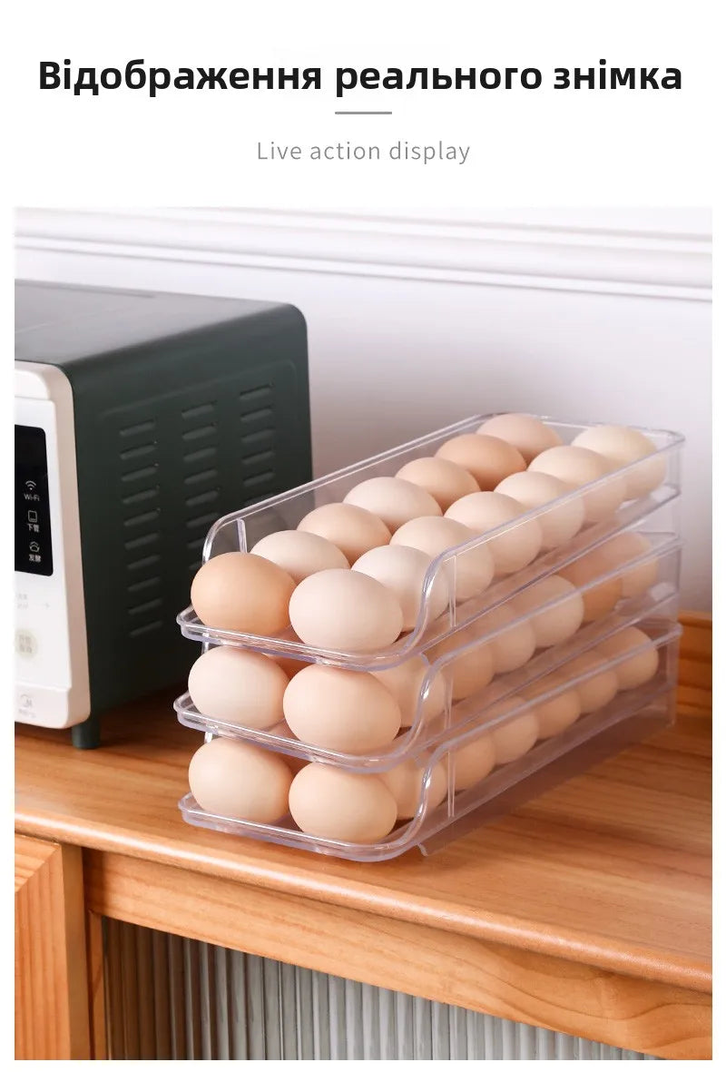 Portable Rolling Egg Storage Box – Kitchen Refrigerator Egg Holder Organizer Food Storage Container