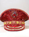 Red Rose Bling Captain Hat Rhinestone for Woman Steampunk Military Cap for Men Burning Man Music Festivals Accessories