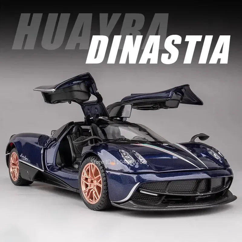 1:32 Scale Pagani Dinastia Huayra BC Car Model Toy Sound Light Gull Wing Door Alloy Diecast Supercar Models Boys Gifts