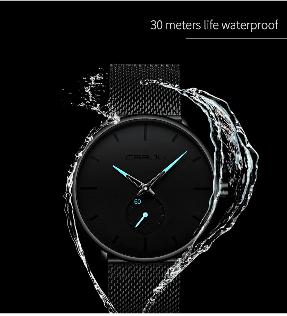 Fashion Mens Watches Top Brand Luxury Quartz Watch Men Casual Slim Mesh Steel Waterproof Sport Watch Relogio Masculino
