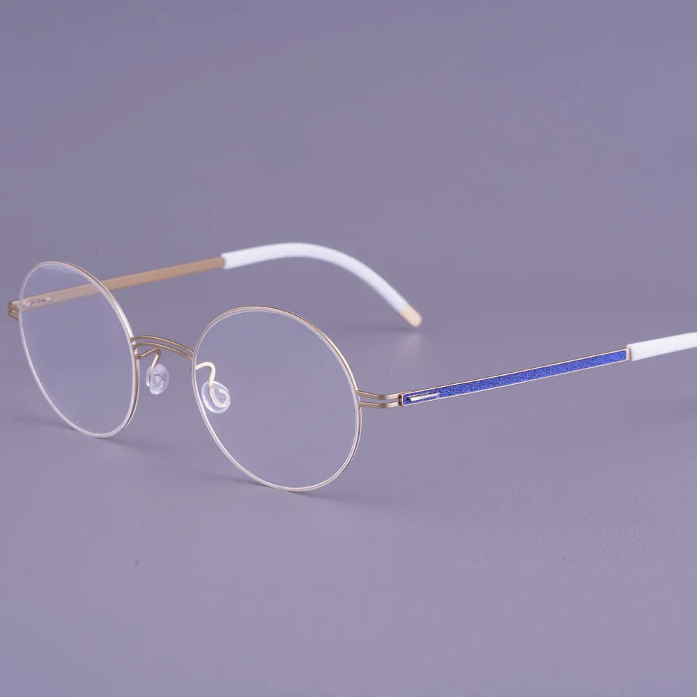 Round Screwless Pure Titanium Eyeglasses Frame