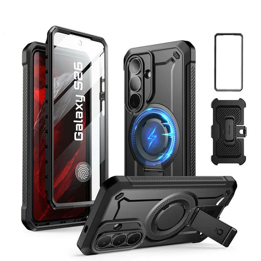Rugged Magnetic Phone Case with Kickstand Screen Protector and Belt Clip for Samsung Galaxy S26