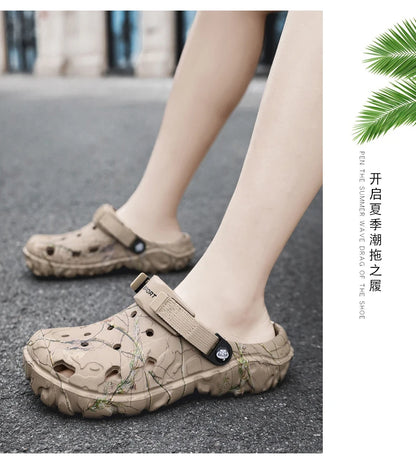 Summer Couples Sandals Men Outdoor Garden Clogs Hole Male Casual Shoes Fashion Water Shoes Comfort Home Soft Slippers