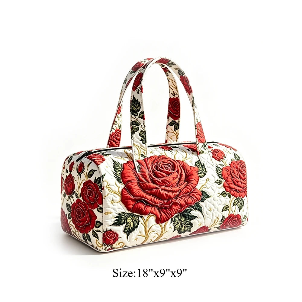 Animal Cow Floral Print Quilted Duffel Bag Weekender Travel Bag Lightweight Overnight Carry On Luggage for Gym Sports Getaway