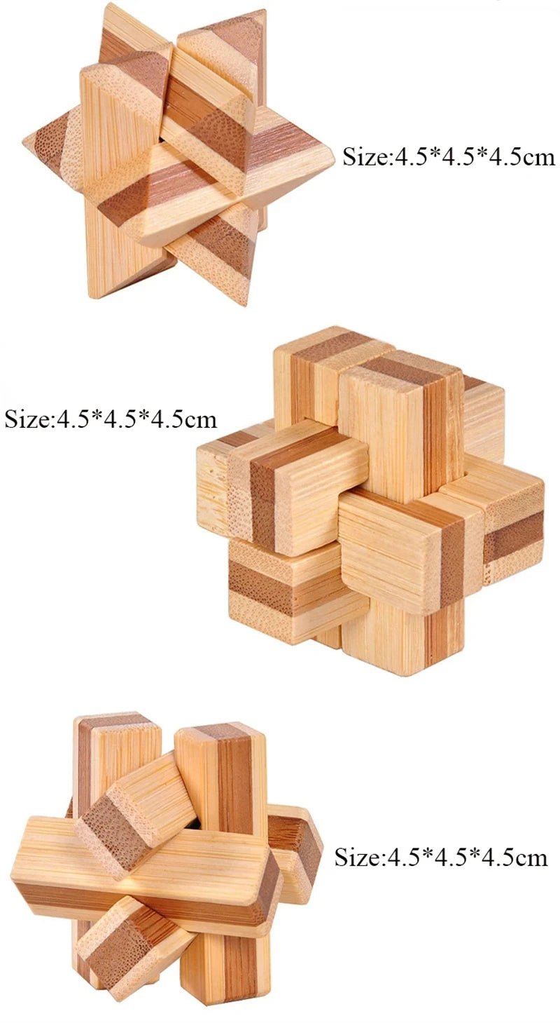 Wooden Kong Ming Lock Lu Ban Lock IQ Brain Teaser Puzzle Games  3D Puzzles for Adults Montessori Educational Toys