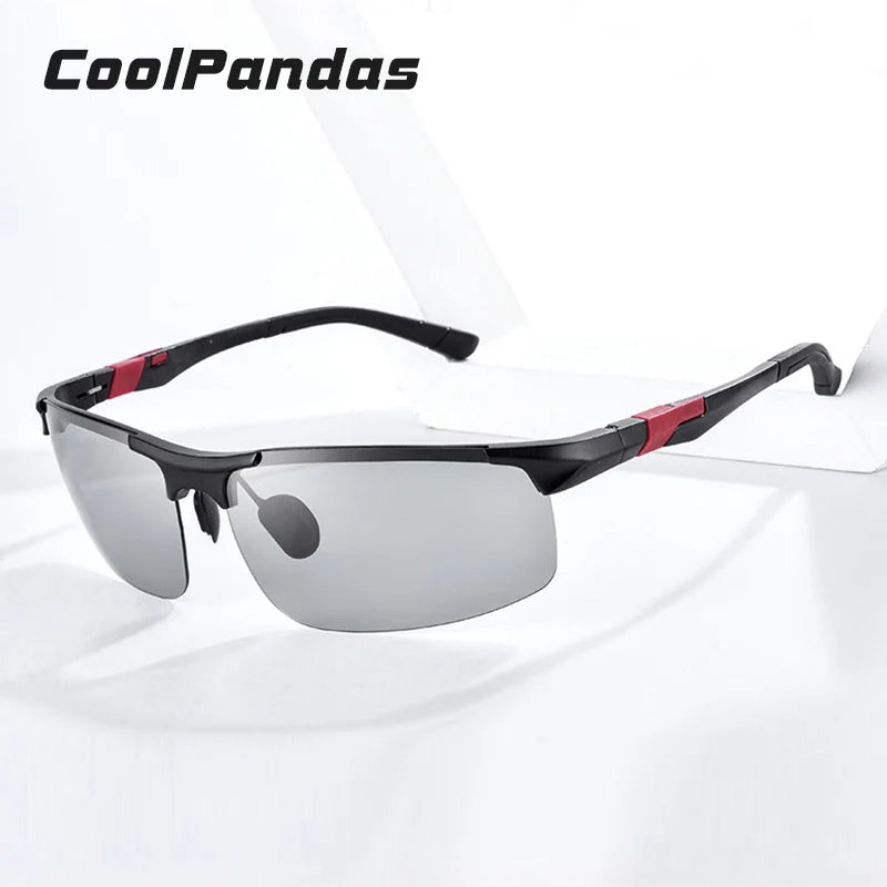 Aluminum Frame Polarized Sunglasses for Men Photochromic Day and Night Vision Driving Glasses