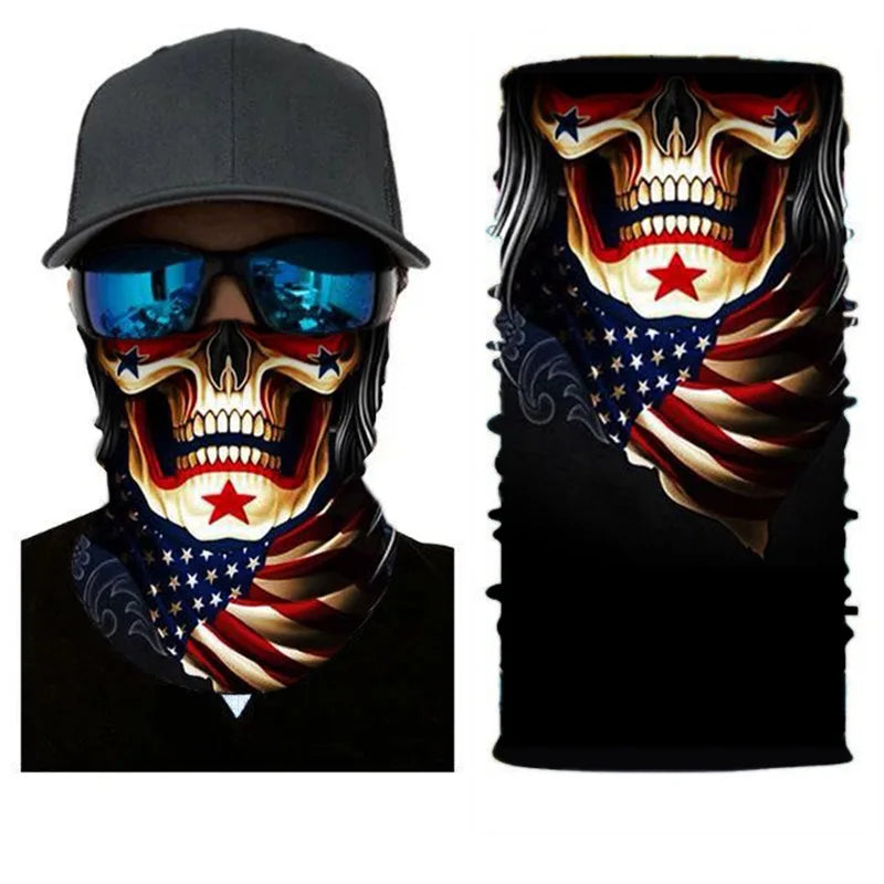 Skull Print Bandana Outdoor Cycling Mountaineering Scarf Cycling Mask Breathable Face Scarf