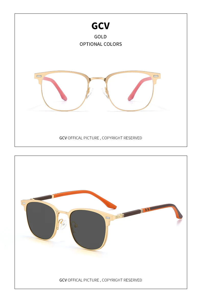 3 in 1 Magnetic Rectangle Polarized UV400 Business Sunglasses for Men Women Optical Eyewear Set