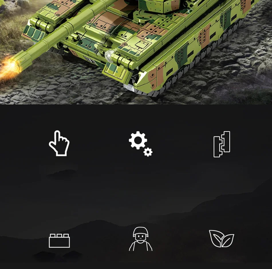 BLOCK Boys Military Type 15 Light Tank 99A 96 Main Battle Tank WW2 Model Building Blocks Army Soldiers Toys for