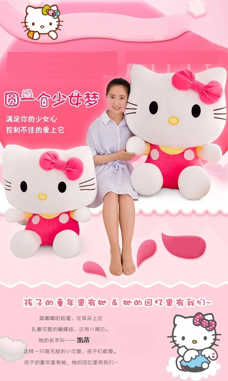 Sanrio Kawaii Hello Kitty Plush Toy KT Cat Stuffed Doll Cute Kitty Soft Toy for Kids Birthday Gift Perfect for Girls and Kids