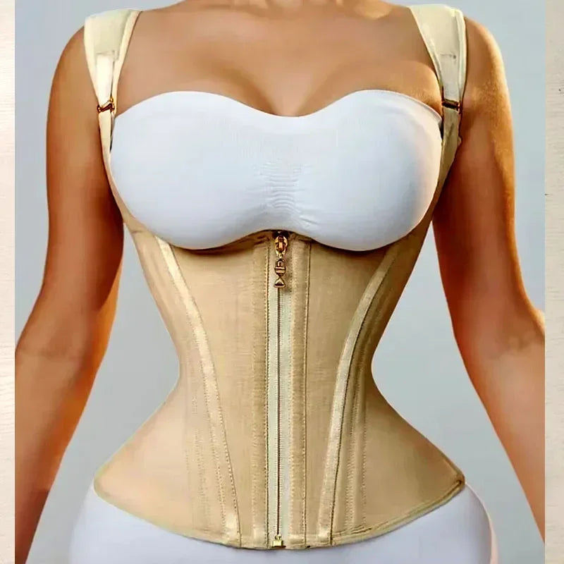 Fajas Colombianas Shapewear Women Double Compression Waist Trainer Corset Adjustable Zipper and Hook-eyes Flat Belly Body Shaper