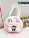 Sanrio Cartoon Plush Shoulder Bags Hello Kitty Kuromi Melody Cute Crossbody Bag Anime Children Handbag