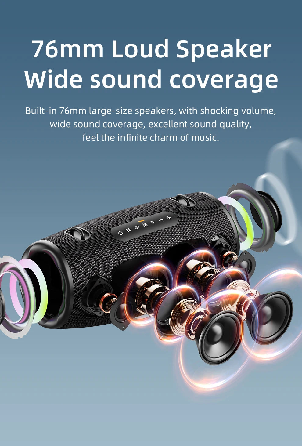 Outdoor Portable Wireless Bluetooth Speaker 80W High Volume Subwoofer Sound Performace IPX6 Waterproof Camping