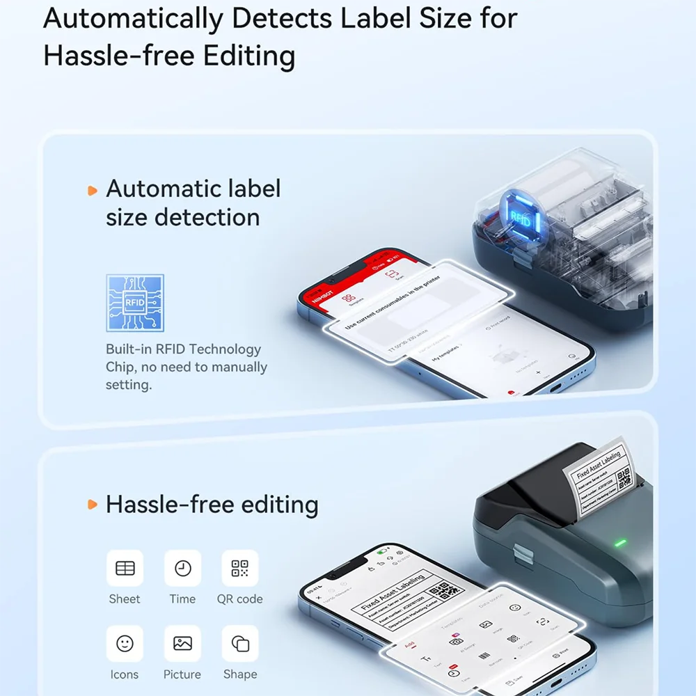 B1 Portable Thermal Label Printer 2 Inch, Bluetooth Mini Sticker Maker, Wireless Inkless Label Printer for Smartphone & PC