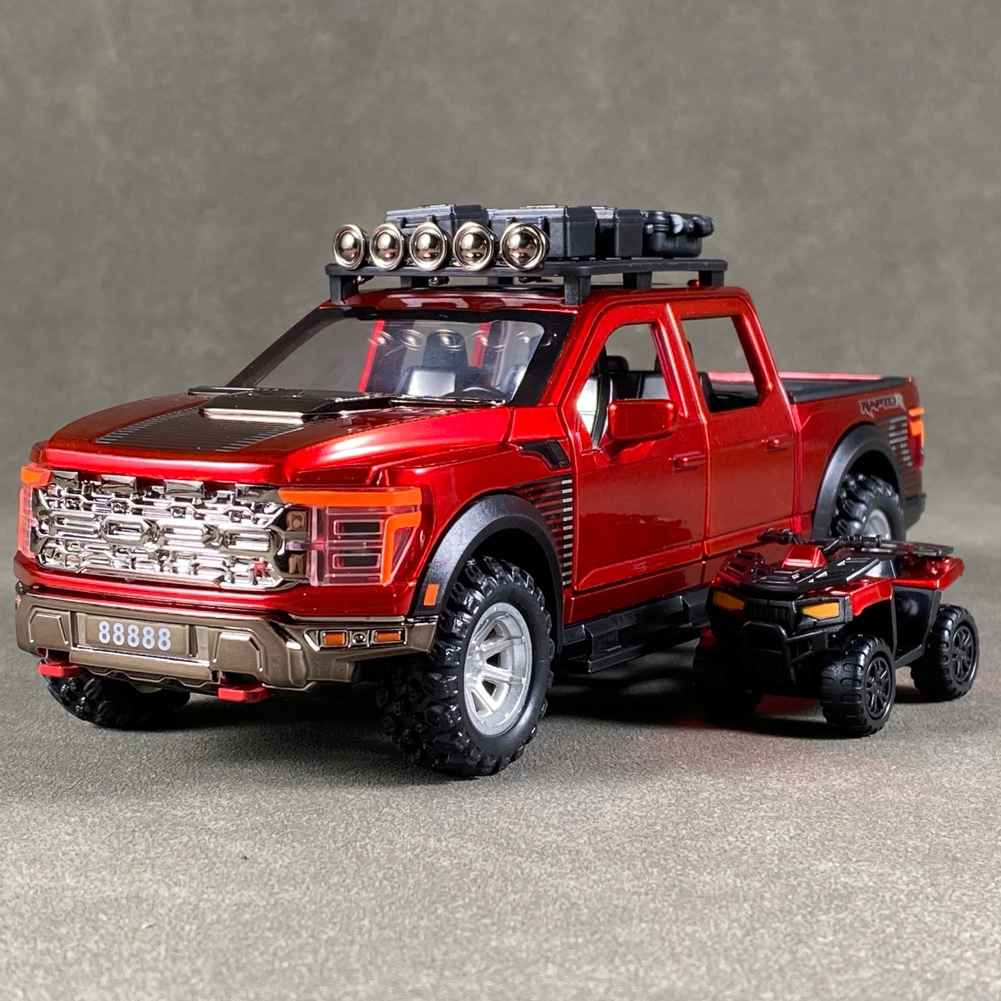 1:24 F150 Off Road Pickup Truck Alloy Diecast Metal Model Sound & Light Pull Back Toy Trendy Display Birthday Present For Friend
