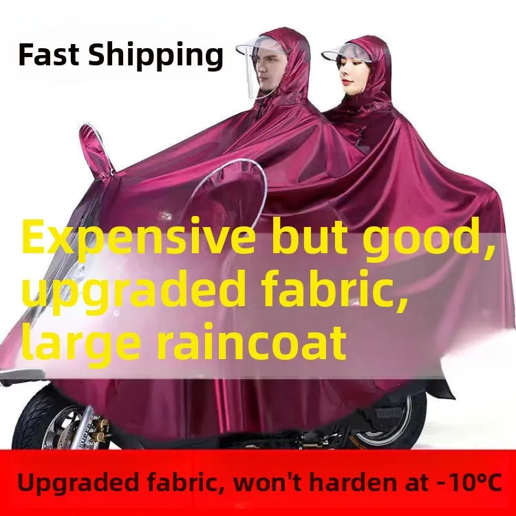 Large Double Person Waterproof Motorcycle Rain Poncho with Foot Coverage