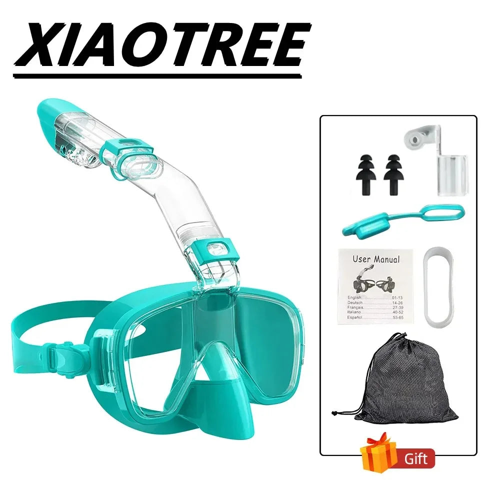 Underwater Snorkeling Half face Face  Swimming Mask Set Scuba Diving Respirator Masks Anti Fog Safe Breathing for Adult