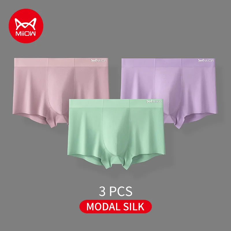 3-Pack Men’s Modal Boxer Shorts – 80 Count, Seamless Silk Crotch