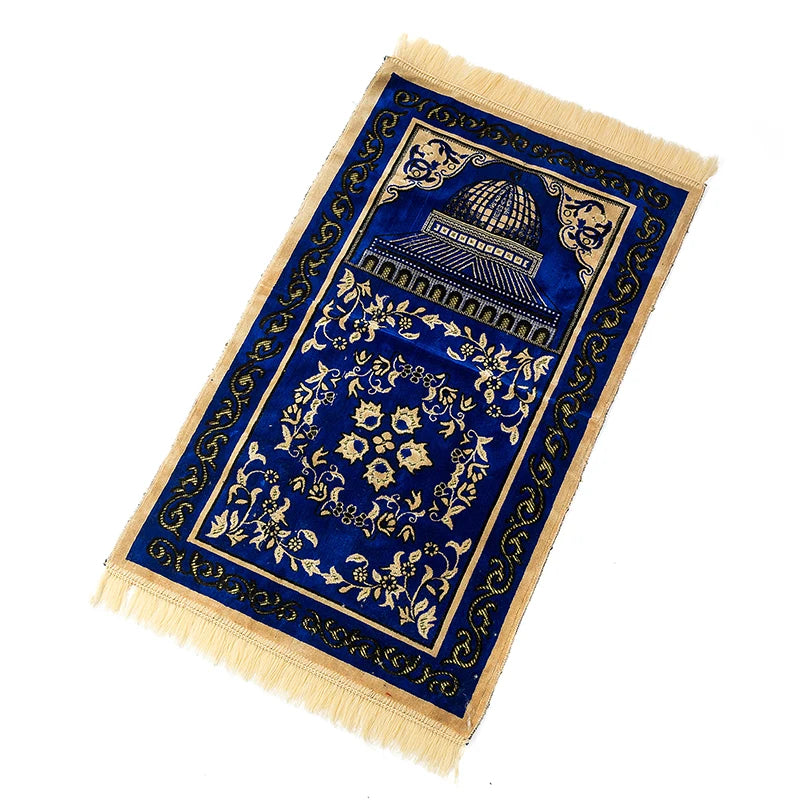 Islamic Velvet Prayer Rug Thick Soft Praying Carpet Traditional Muslim Mat Ramadan  Eid Gift
