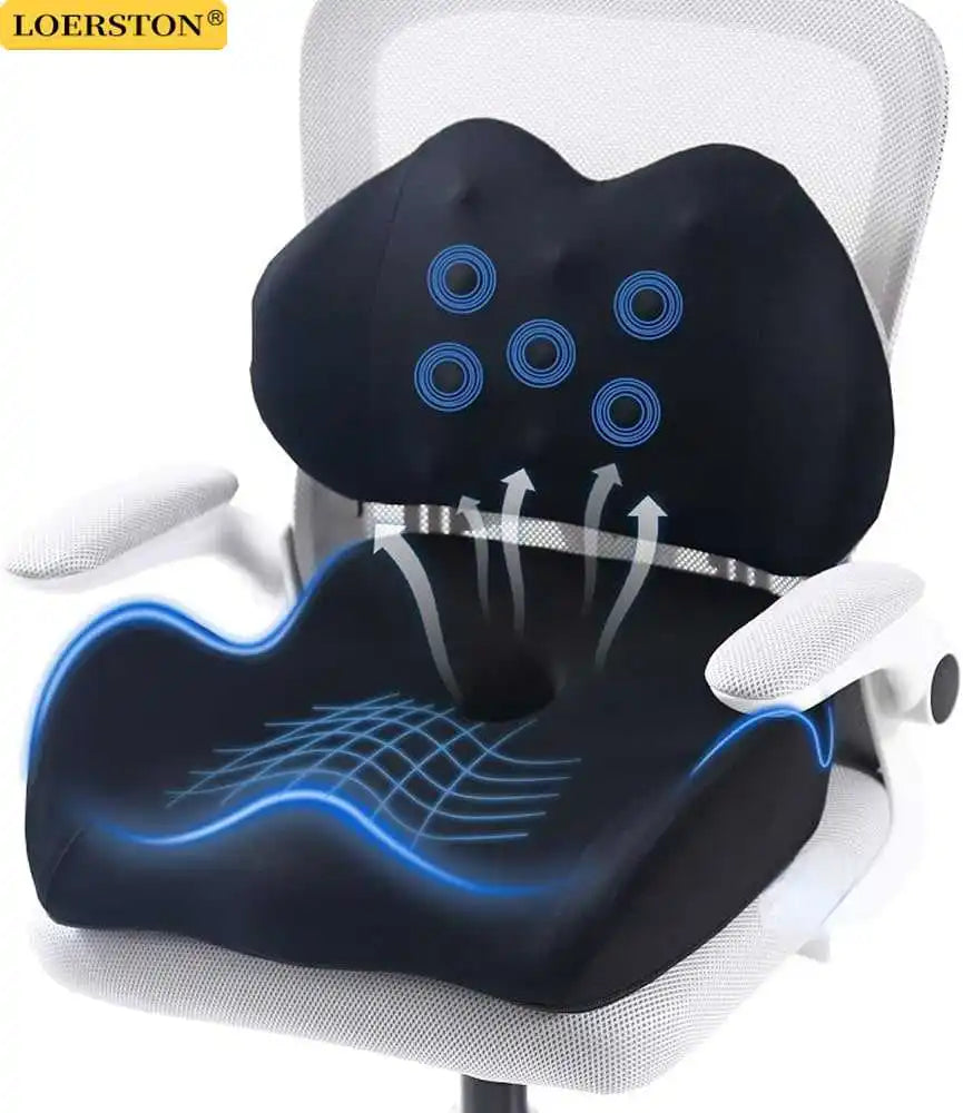Large Memory Foam Car Seat Cushion Lumbar Support Pillow for Sciatica & Tailbone Pressure Relief Coccyx Pad for Office Chair