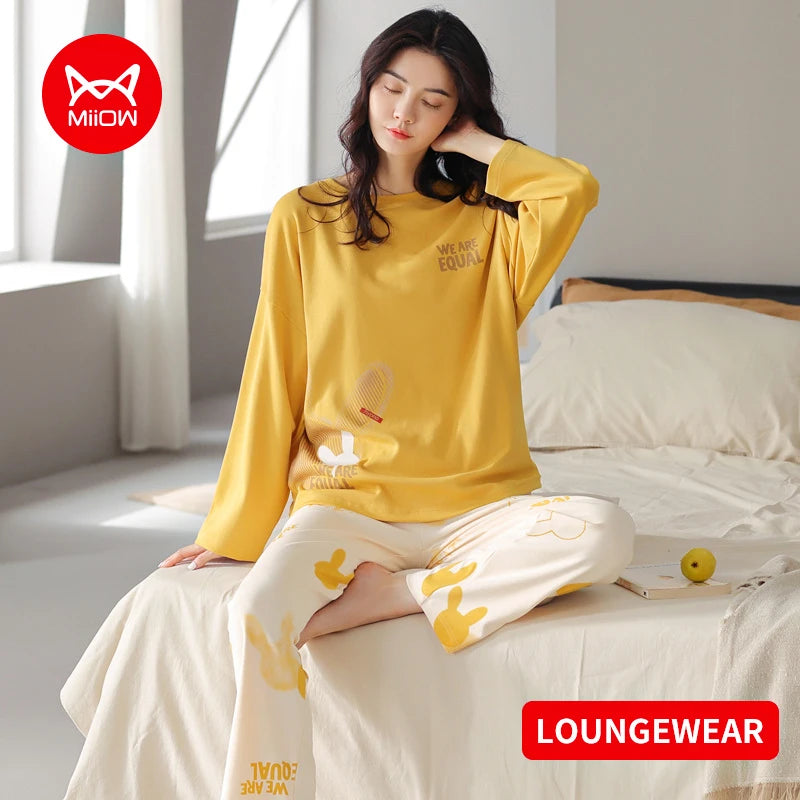 Women’s 2-Piece Pajama Set – Long Sleeve Top & Pants, Loose & Comfortable Winter Loungewear