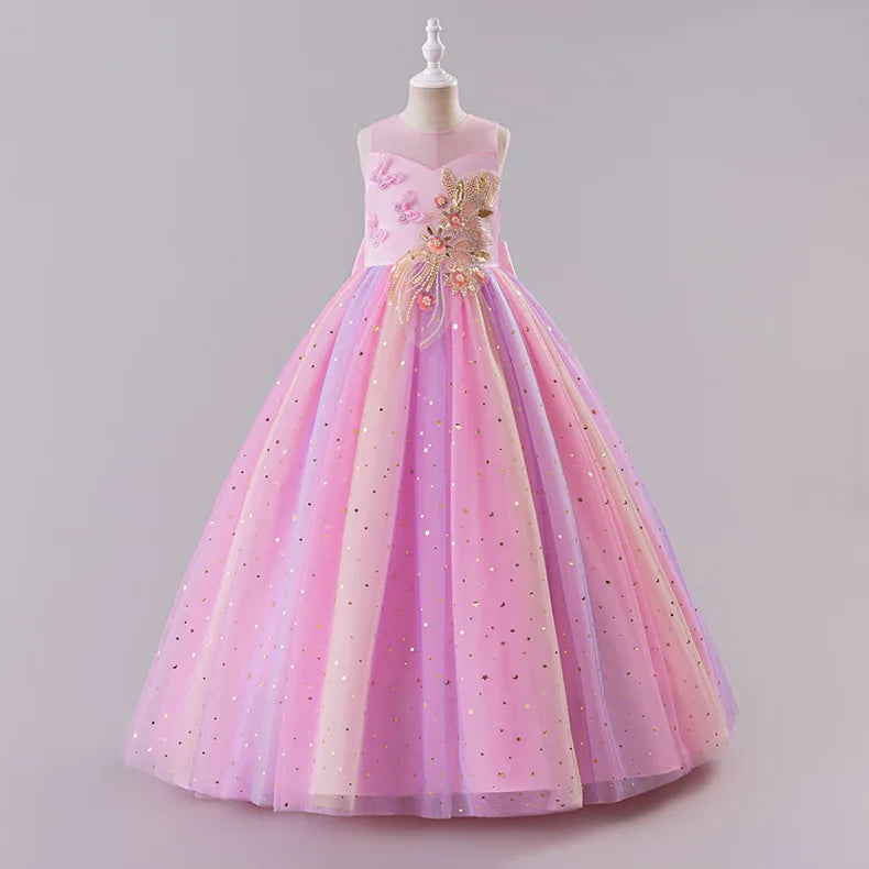 Princess Dress for Girls - Elegant Fluffy Tulle Ball Gown Birthday Party Dress School Performance Costume