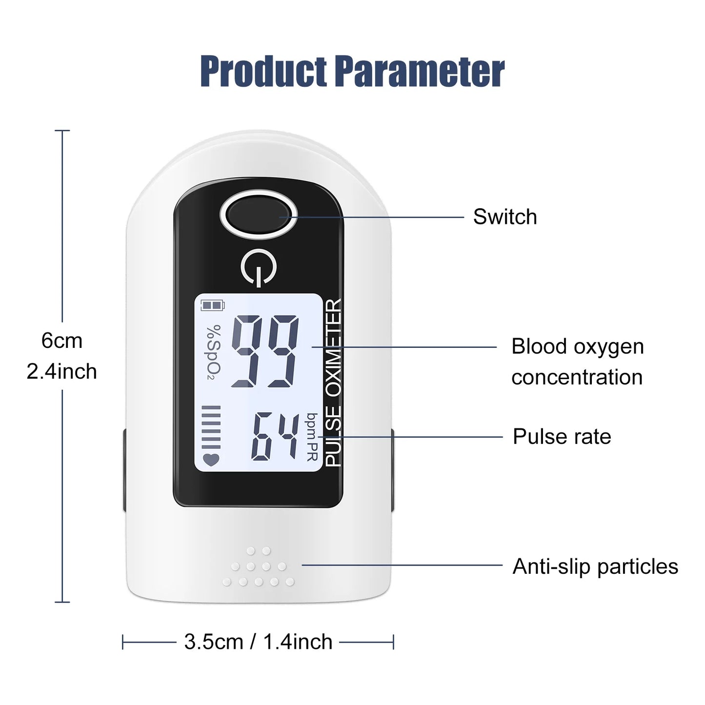 Oximeter Digital Finger Pulse Oximeter LED Screen Finger Clip SPO2 PR Heart Rate Monitor Blood Oxygen Saturation Monitor