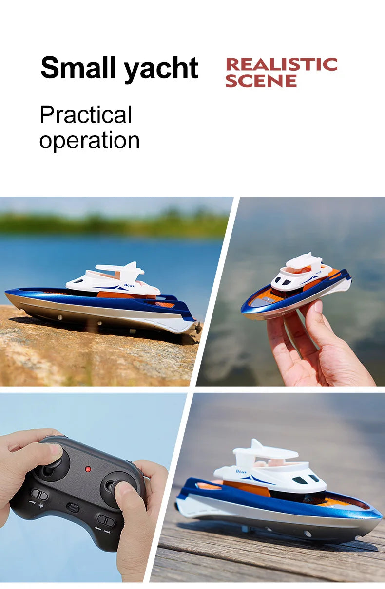 Mini Rc Boat 1/32 Radio Remote Controlled High Speed Ship with Led Light Palm Boat Summer Water Toy Pool Toys Models Gifts
