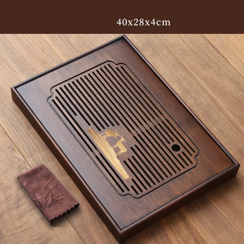 Chinese Natural Bamboo Tea Tray Water Storage Kung Fu Tea Set Household Rectangular Tea Board Chinese Tea Storage Tray