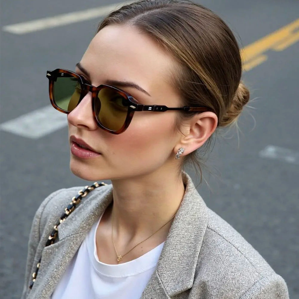 Vintage Square Acetate Frame Sunglasses With UV400 Protection