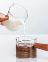 50/75/100/140ml Wood Handle Glass Espresso Measuring Cup Single Mouth Milk Jug Coffee Supplies Clear Kitchen Measure Mug