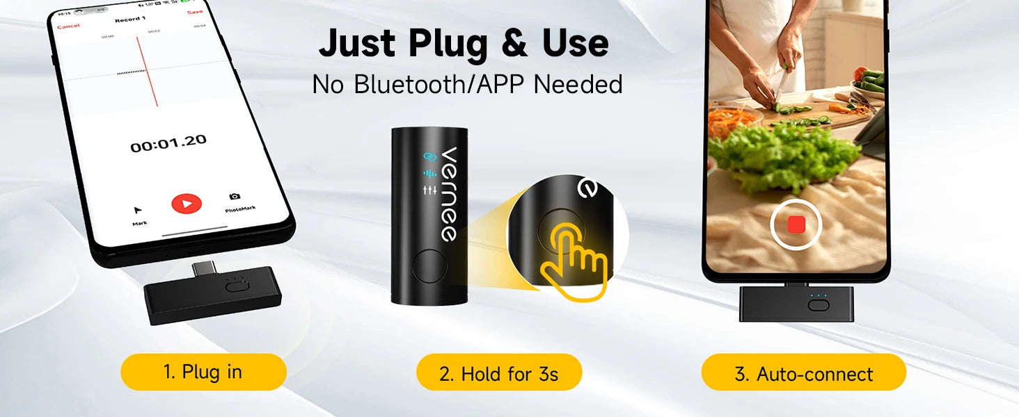 V10 Wireless Lavalier Microphone 60M Noise Cancellation Vlog Short Video Recording Mini Mic for iPhone/Android