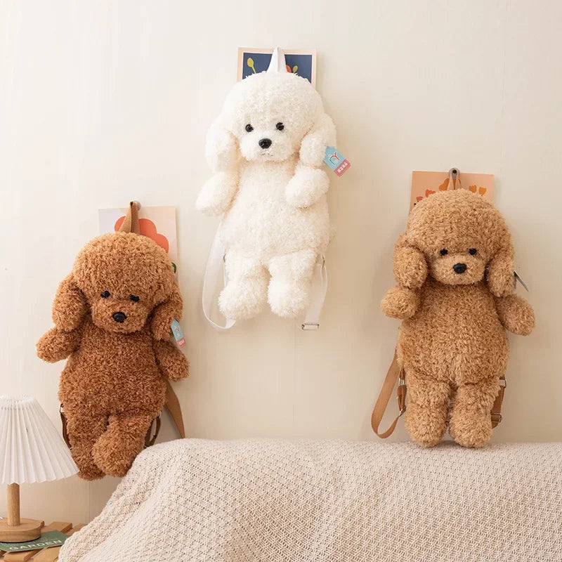 Cute Teddy Dog Plush Backpack Soft Shoulder Bag