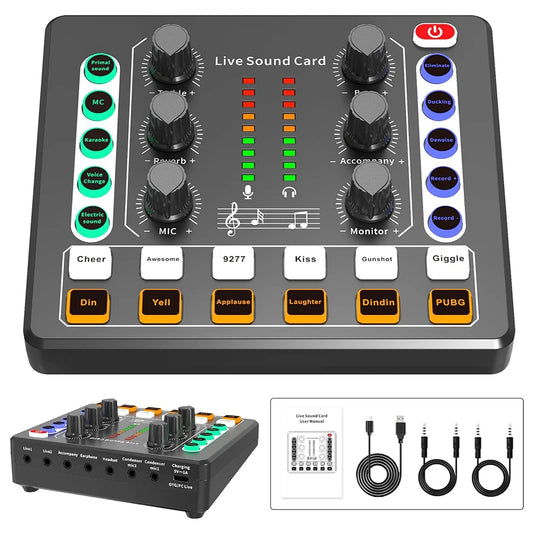 Audio Interface With DJ Mixer Live Sound Card Effects And Voice Changer