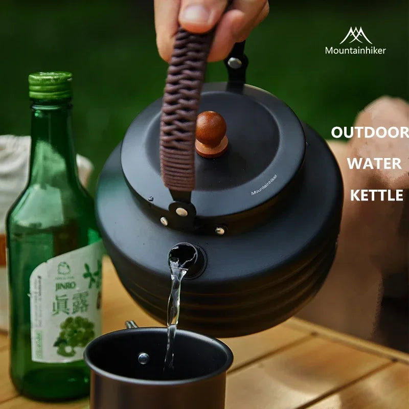 1.4L Camping Water Kettle Aluminum Alloy Teapot Coffee Pot Ultralight Outdoor Boiling Stovetop Pot Tableware