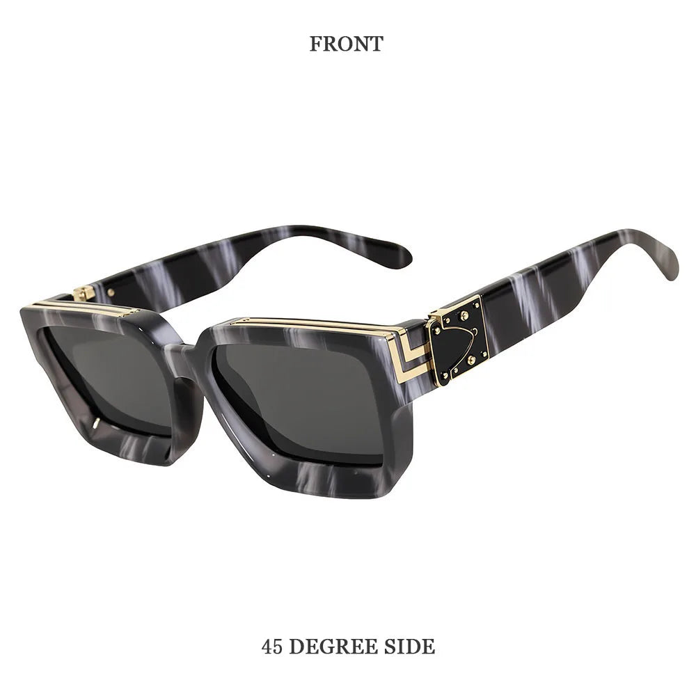 Vintage Square Thick Frame Sunglasses With UV400 Protection