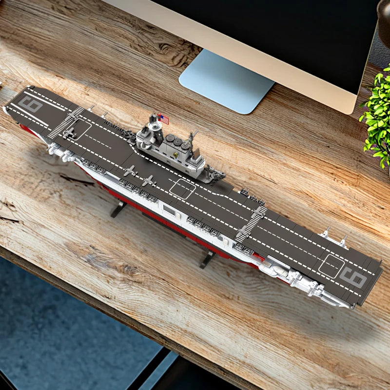 Military World War II Warship Battle Boat Building Blocks Sets The USS Enterprise CV-6 Bricks Toy For  Birthday Gift