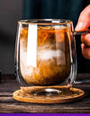 250/400ml Clear Double Wall Glass Cup Home Coffee Milk Mug With Handle Hot Cold Beverage Juice Drinkware Cup Set Of 1/2/4pcs