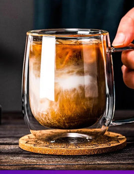 250/400ml Clear Double Wall Glass Cup Home Coffee Milk Mug With Handle Hot Cold Beverage Juice Drinkware Cup Set Of 1/2/4pcs