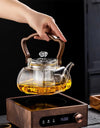 1000ML Octahedral Heat Resistant Glass Teapot Steaming and Boiling Dual-use Lifting Beam Tea Pot Glass Kettle Kung Fu Tea Set