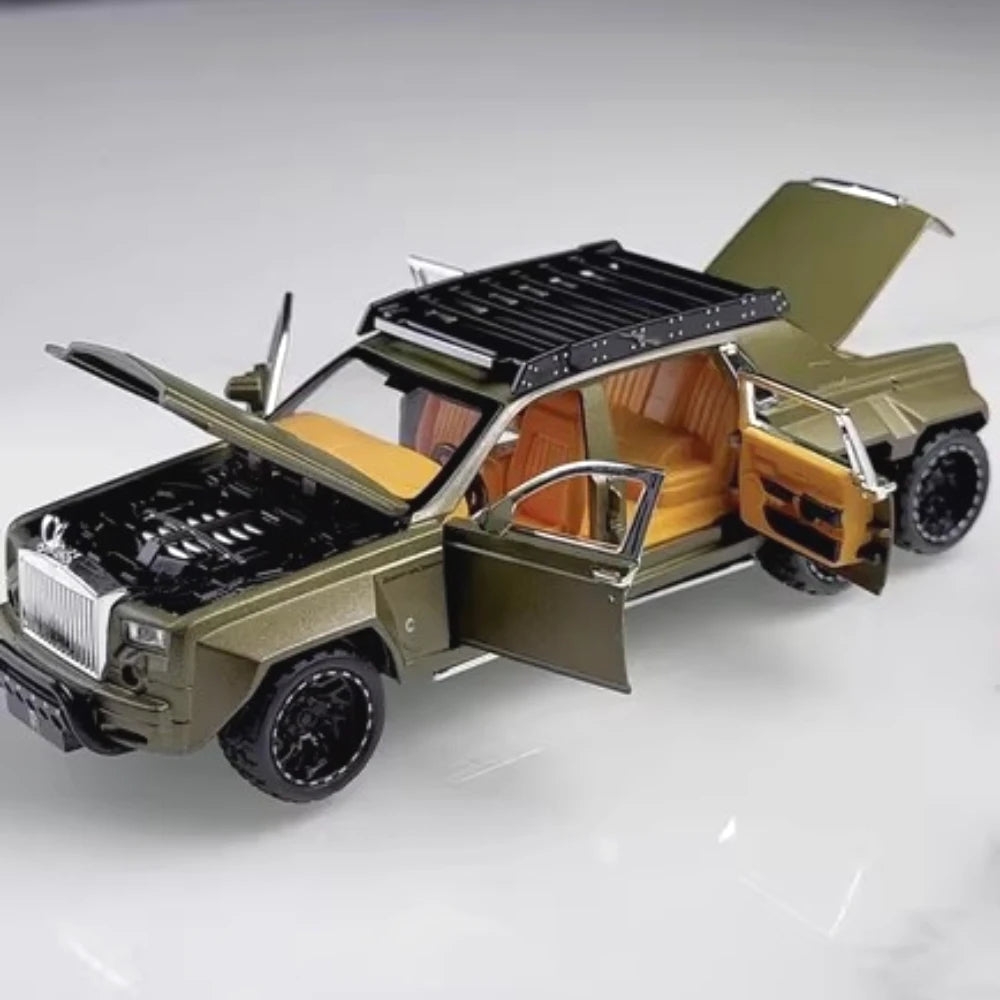 1:32 Scale Rolls-Royce Phantom 6x6 Wraith Car Model Toy Diecast Metal Alloy Off-Road Vehicle Models Sound Light Gifts