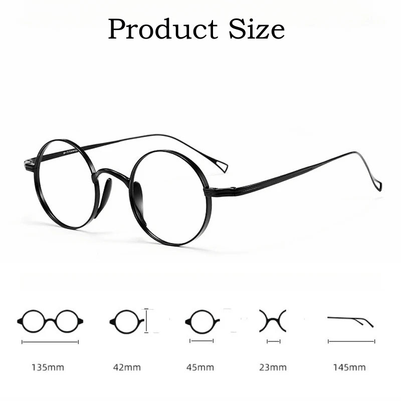 Ultra-Light Pure Titanium Wide-Rim Retro Round Eyewear Frame Myopia Prescription Eyeglasses Frame Men And Women 10518
