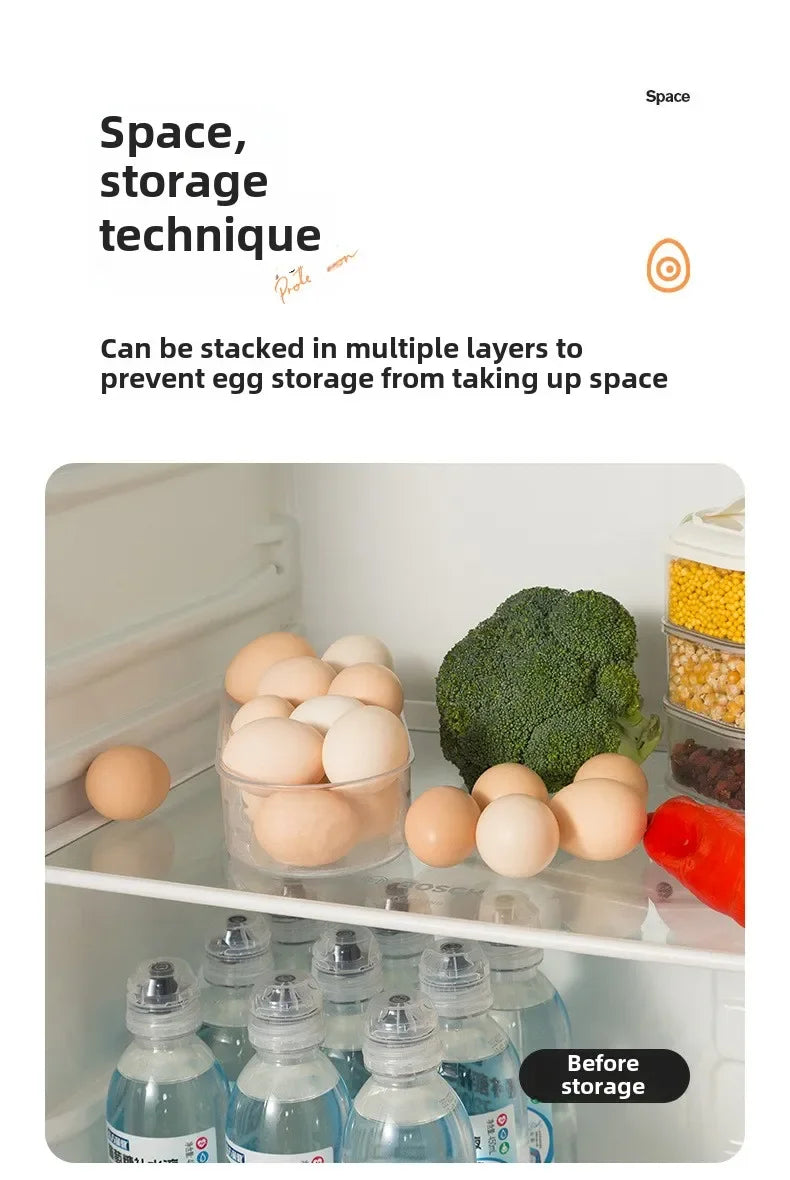 Automatic Rolling Egg Storage Box – Double Mouth Multi-Layer Slanted Egg Dispenser Tray