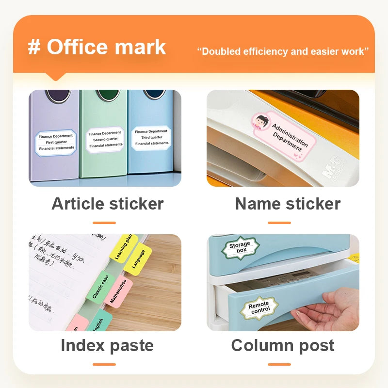 D101 Mini Thermal Label Printer, Portable Bluetooth Inkless Label Maker (10–25mm), Rechargeable Type-C for Home, Office & Business