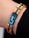 Bracelet Metal Stainless Steel Wood Strap Jewelry