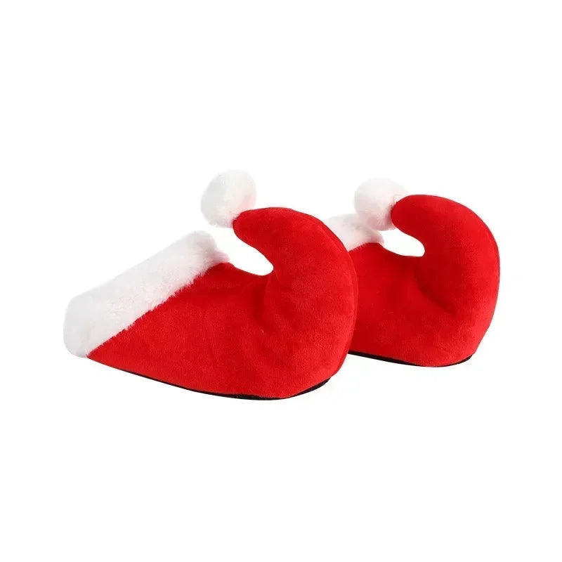 Christmas Decoration Slippers Cotton Slippers Santa Claus Elf Shoes Toe Anti-slip Warm Slippers for Adults  Christmas Party