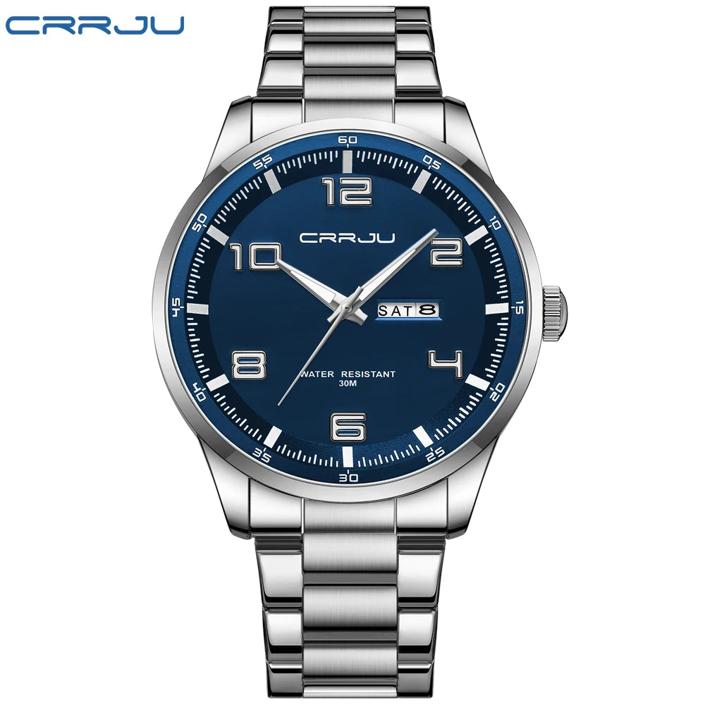Men Luxury Watches Stainless Steel Quartz Auto Date Clock with Luminous Hands Relogio Masculino