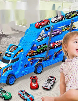 Kids Truck Deformation Transporter Car Toys Models Cars Educational Model Toys for Boys Girls Birthday Christmas Gift